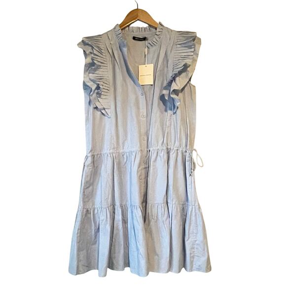 NEW Magali Pascal Louisa Tiered Mini Dress in Hydrangea‎ Blue Size Large - Picture 7 of 13